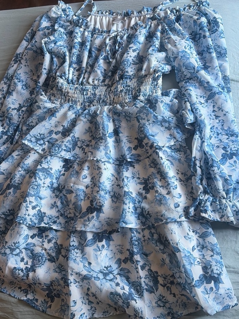 Justify Blue Floral Tiered Midi Dress